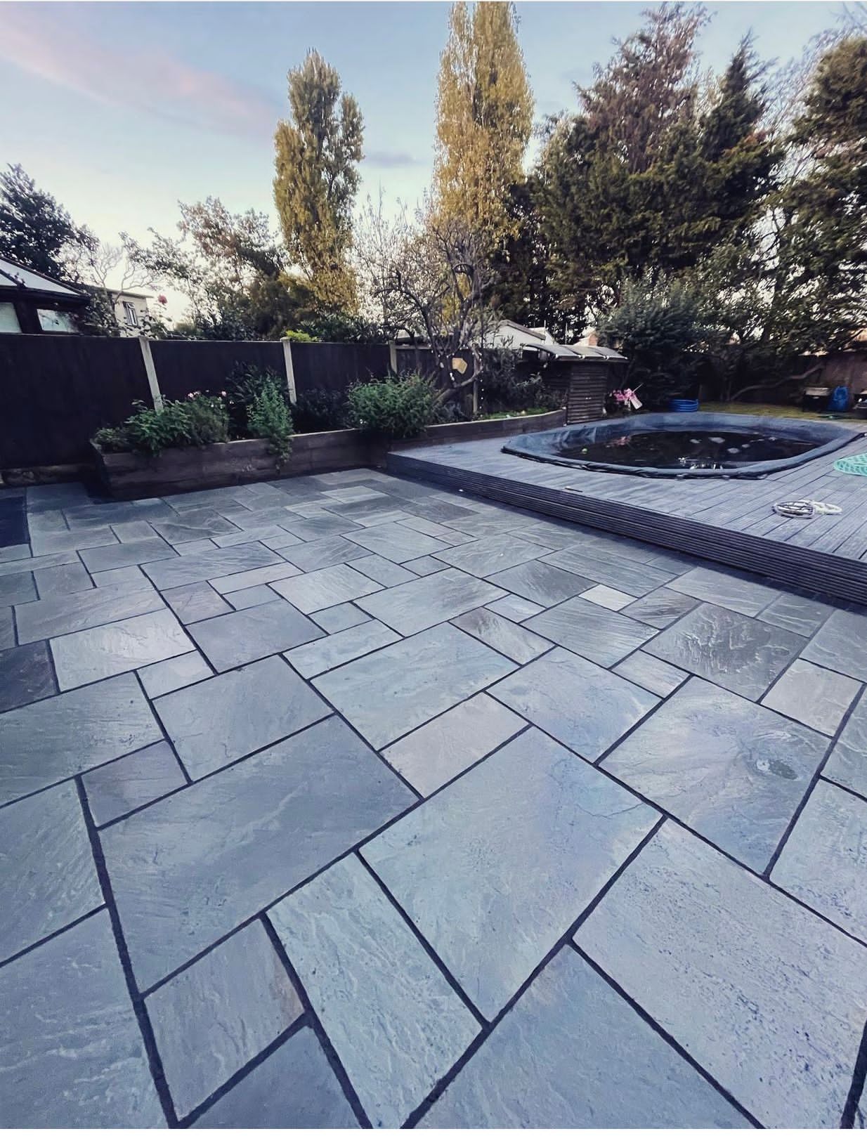 Indian sandstone patio and garden