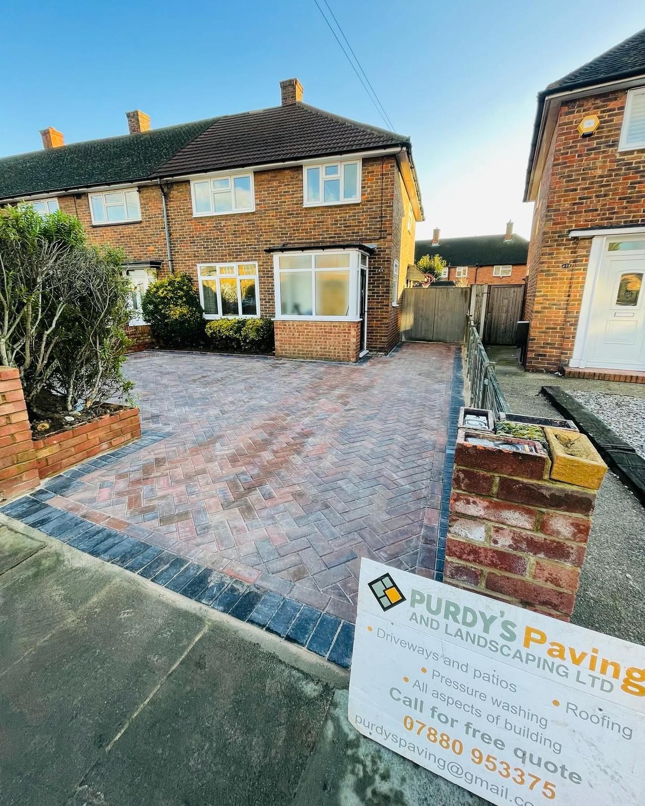 Completed block paving driveway by Purdy's Paving